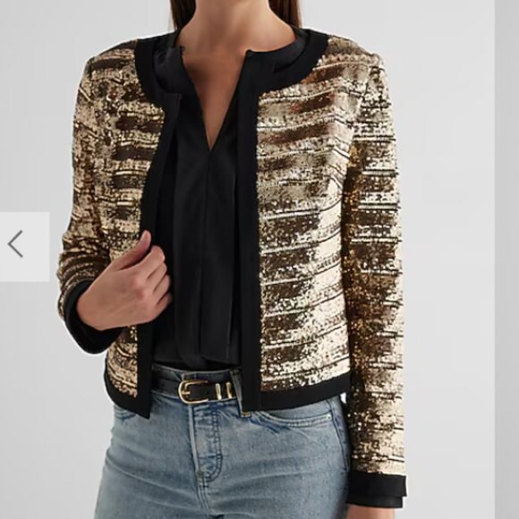 Tipped Sequin Striped Jacket - Picture 3 of 3
